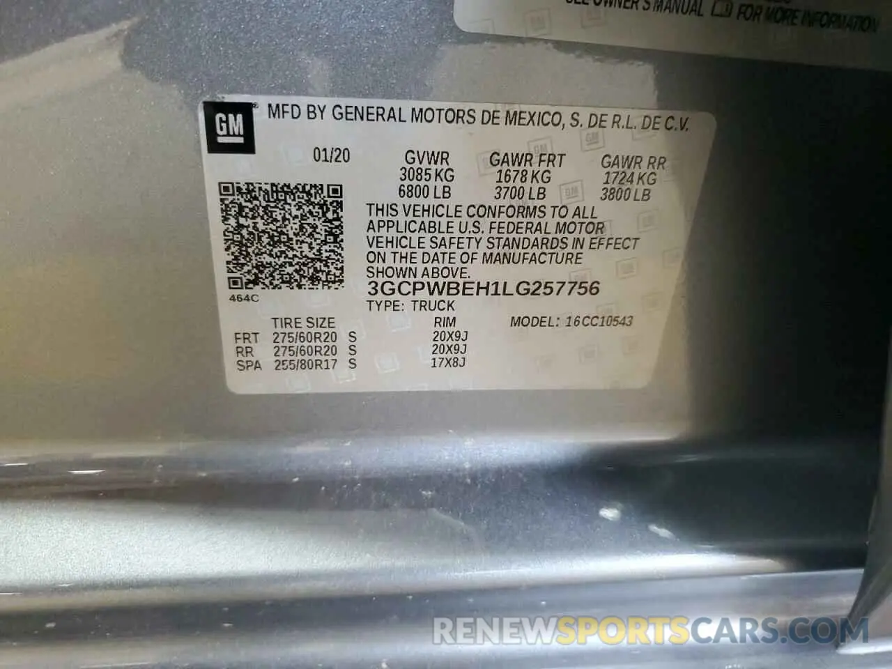 12 Photograph of a damaged car 3GCPWBEH1LG257756 CHEVROLET ALL Models 2020