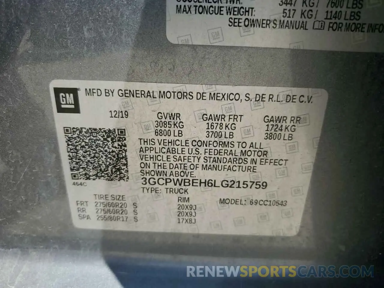13 Photograph of a damaged car 3GCPWBEH6LG215759 CHEVROLET ALL Models 2020