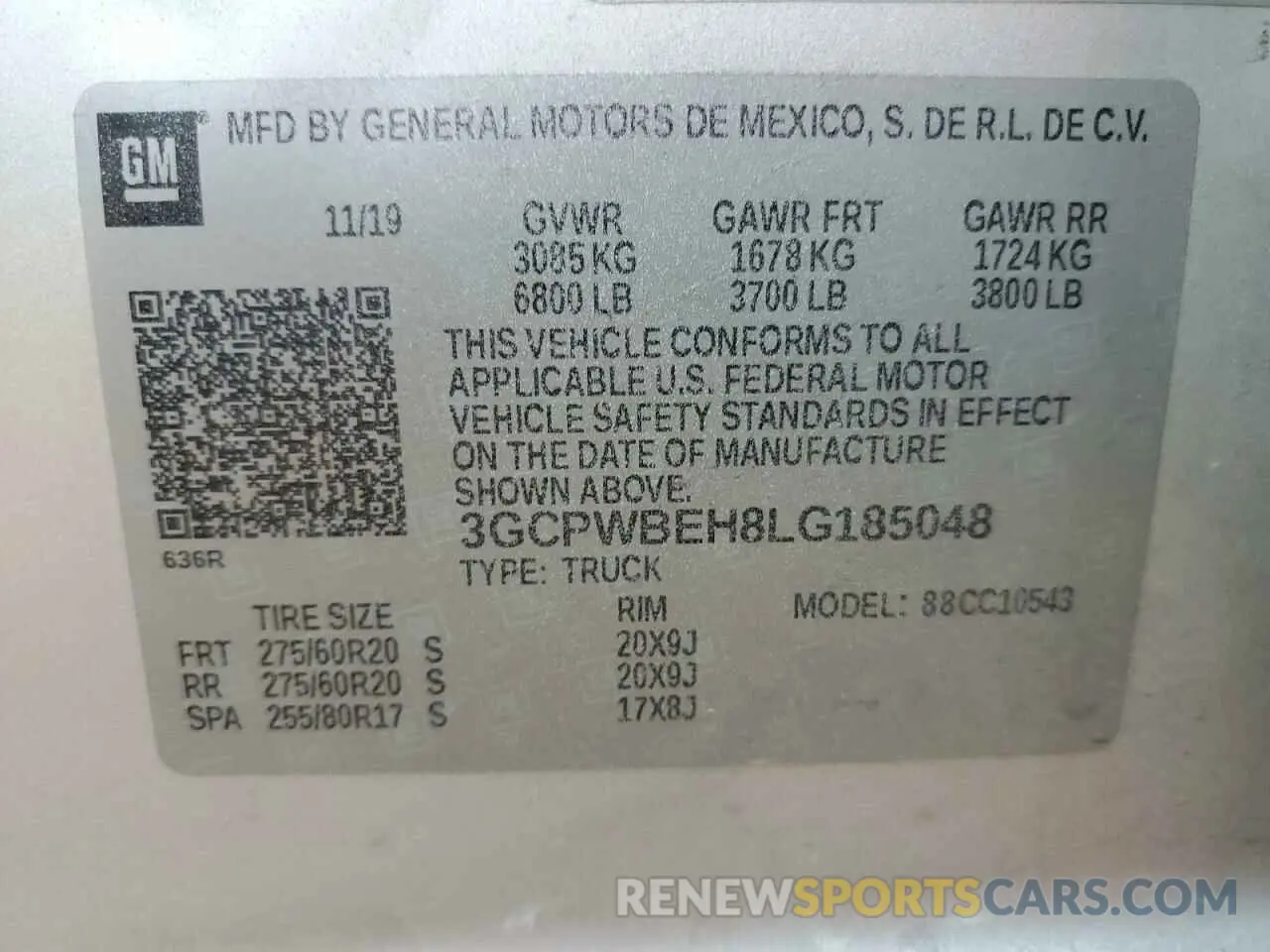 12 Photograph of a damaged car 3GCPWBEH8LG185048 CHEVROLET ALL Models 2020