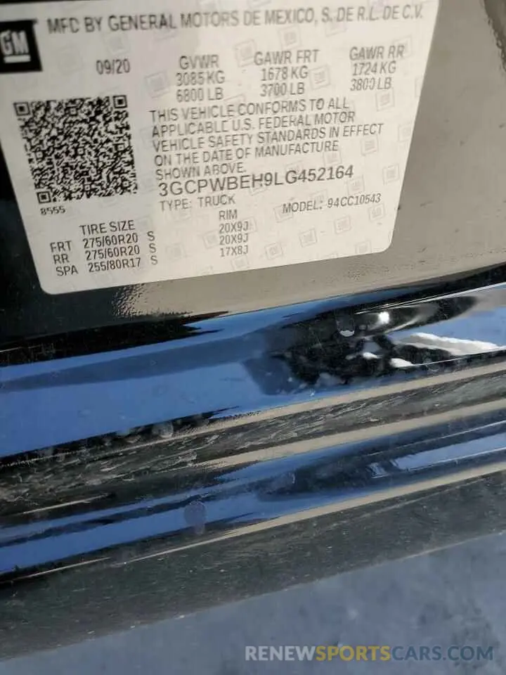 14 Photograph of a damaged car 3GCPWBEH9LG452164 CHEVROLET ALL Models 2020