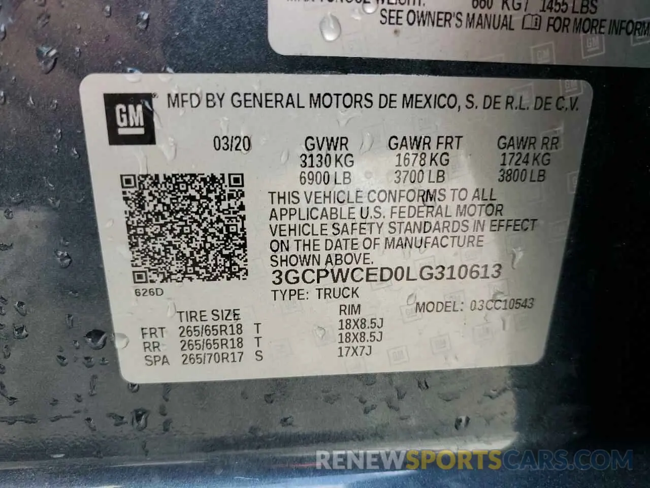 12 Photograph of a damaged car 3GCPWCED0LG310613 CHEVROLET ALL Models 2020