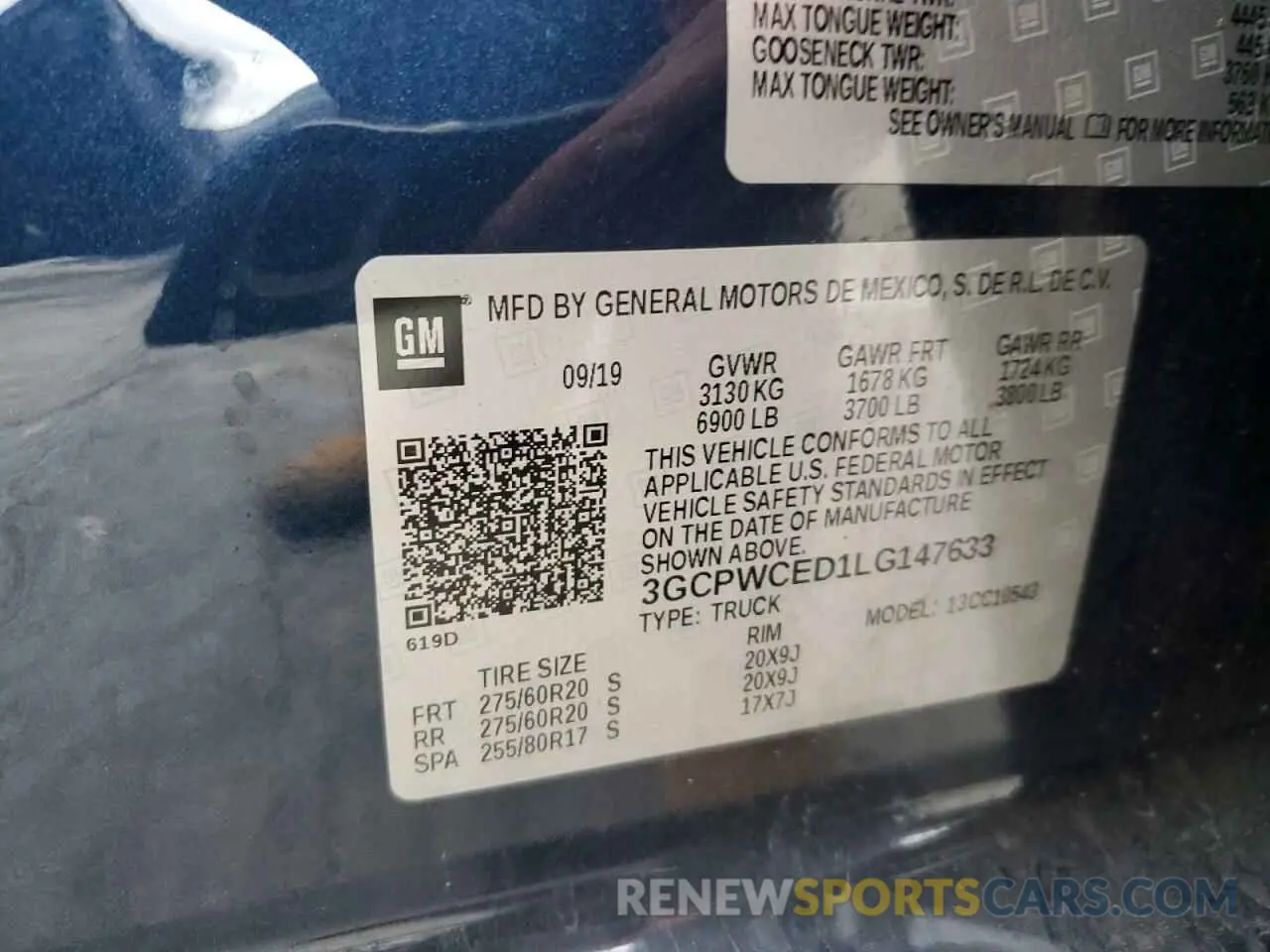 12 Photograph of a damaged car 3GCPWCED1LG147633 CHEVROLET ALL Models 2020
