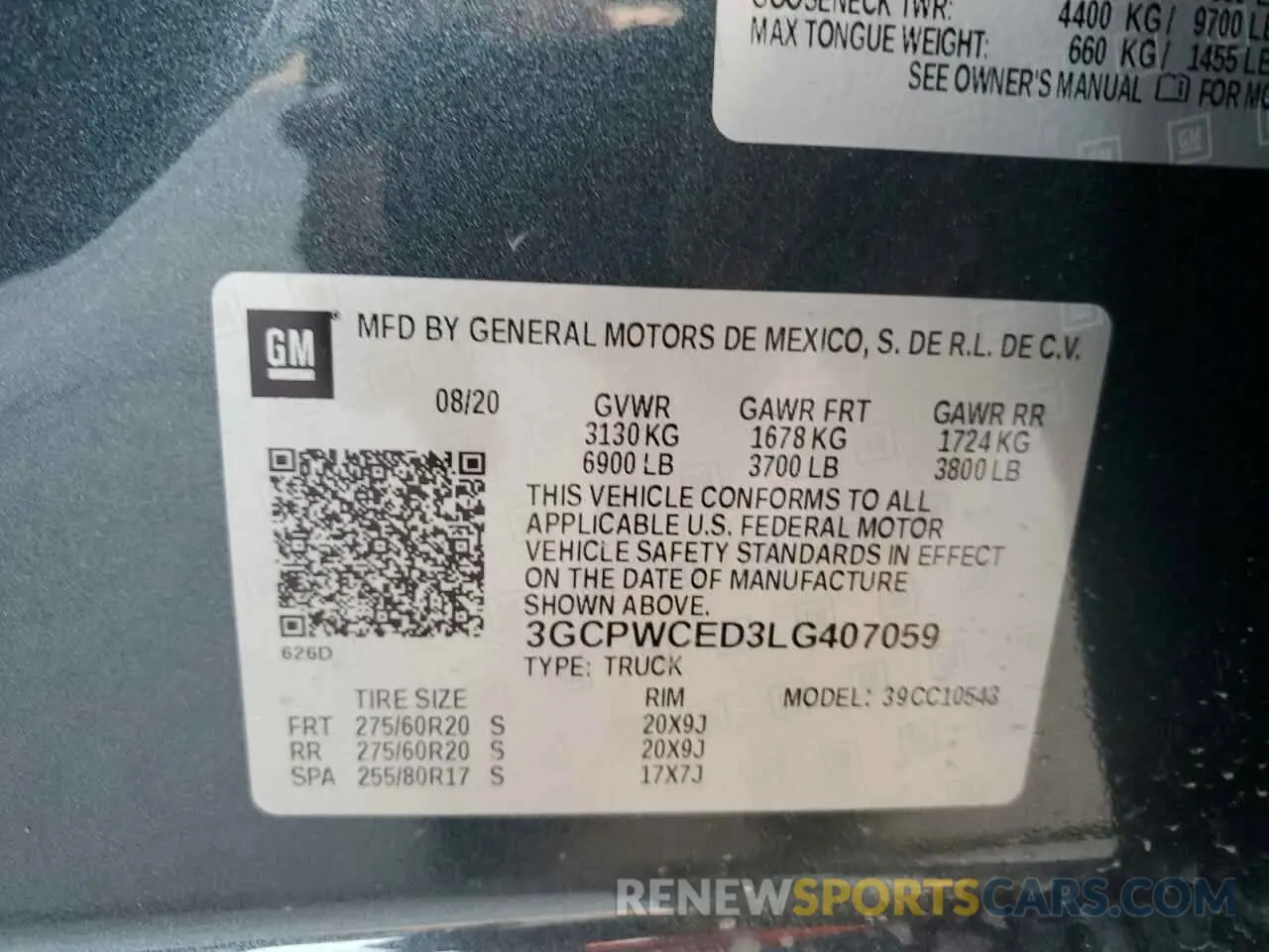 13 Photograph of a damaged car 3GCPWCED3LG407059 CHEVROLET ALL Models 2020