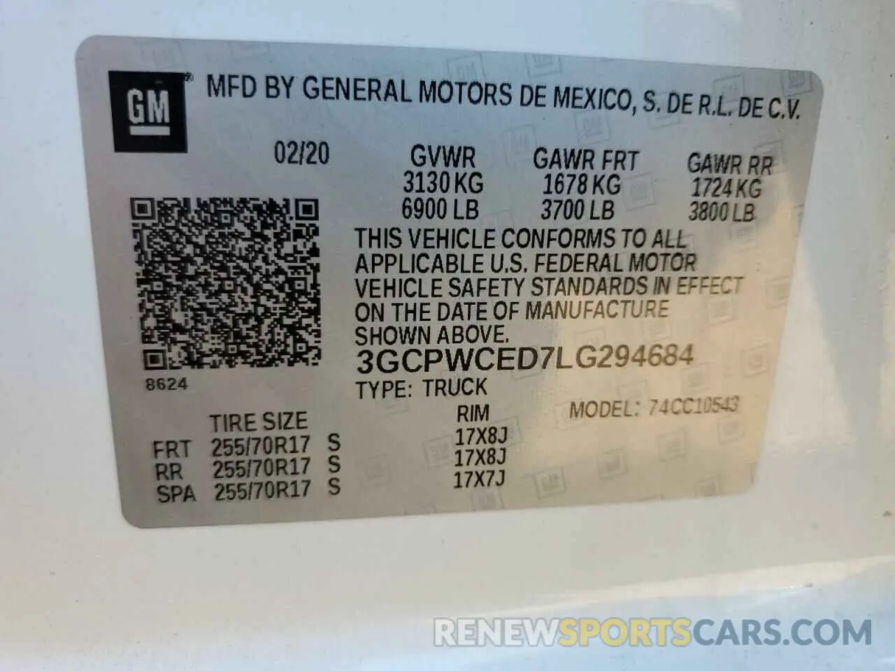12 Photograph of a damaged car 3GCPWCED7LG294684 CHEVROLET ALL Models 2020
