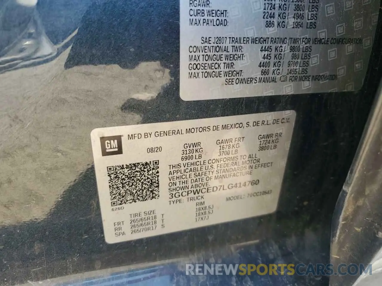 13 Photograph of a damaged car 3GCPWCED7LG414760 CHEVROLET ALL Models 2020