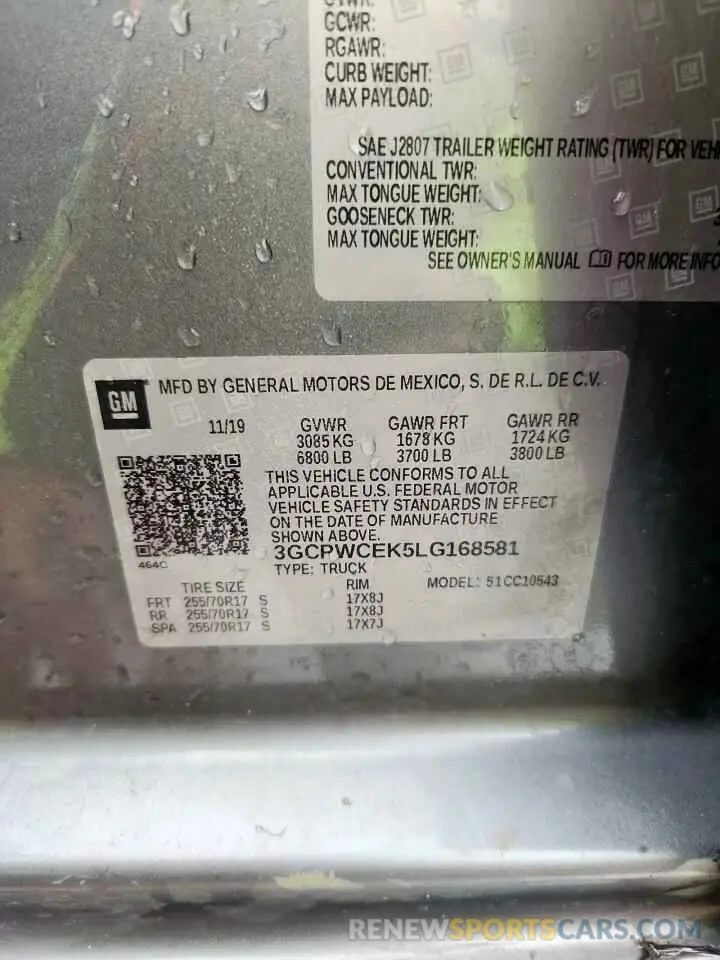 13 Photograph of a damaged car 3GCPWCEK5LG168581 CHEVROLET ALL Models 2020