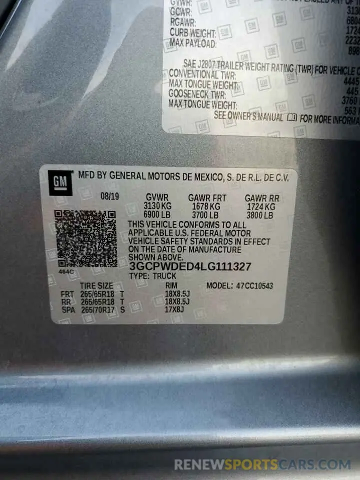15 Photograph of a damaged car 3GCPWDED4LG111327 CHEVROLET ALL Models 2020