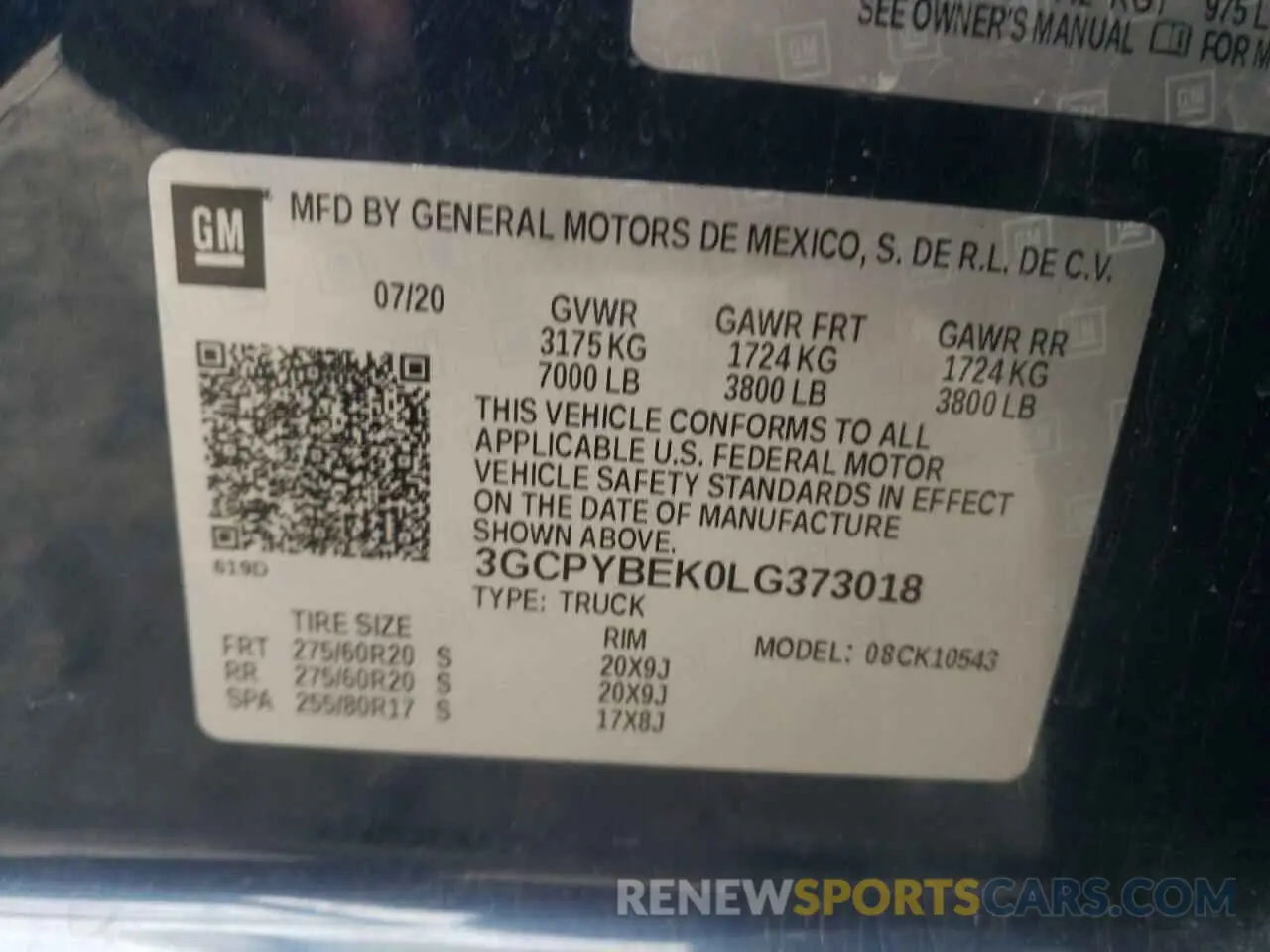 13 Photograph of a damaged car 3GCPYBEK0LG373018 CHEVROLET ALL Models 2020