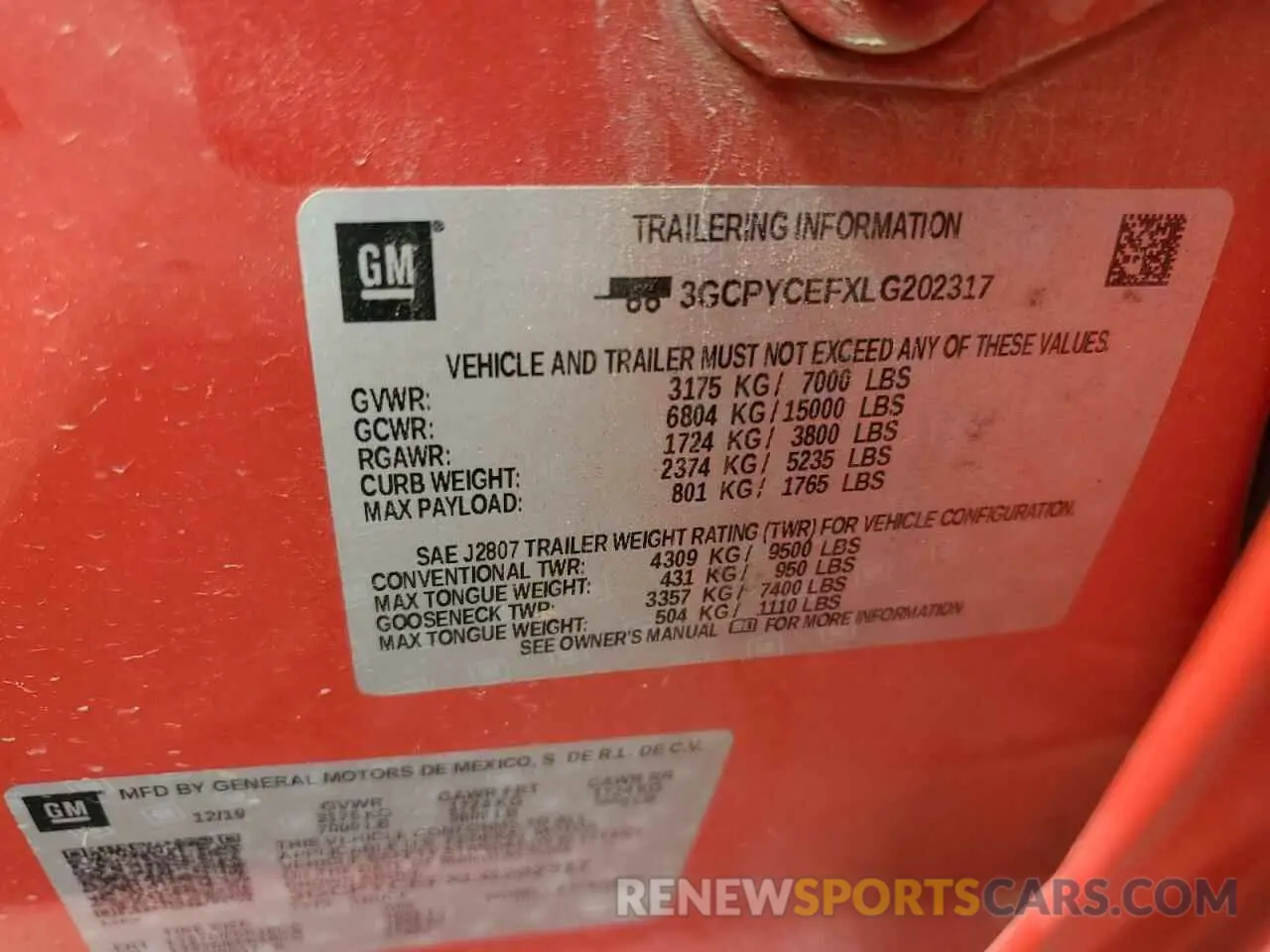 12 Photograph of a damaged car 3GCPYCEFXLG202317 CHEVROLET All Models 2020