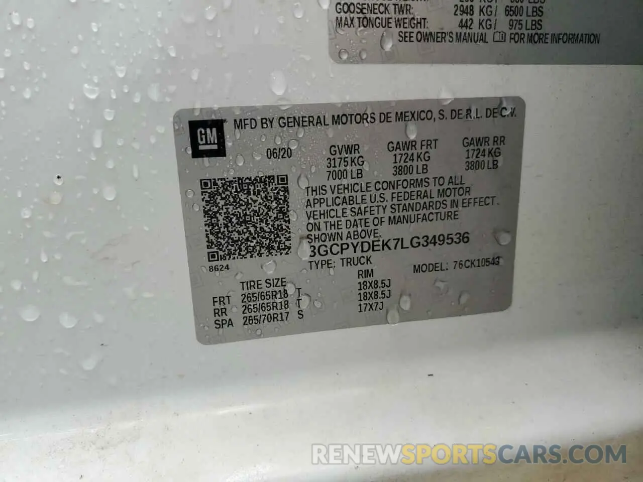 12 Photograph of a damaged car 3GCPYDEK7LG349536 CHEVROLET ALL Models 2020