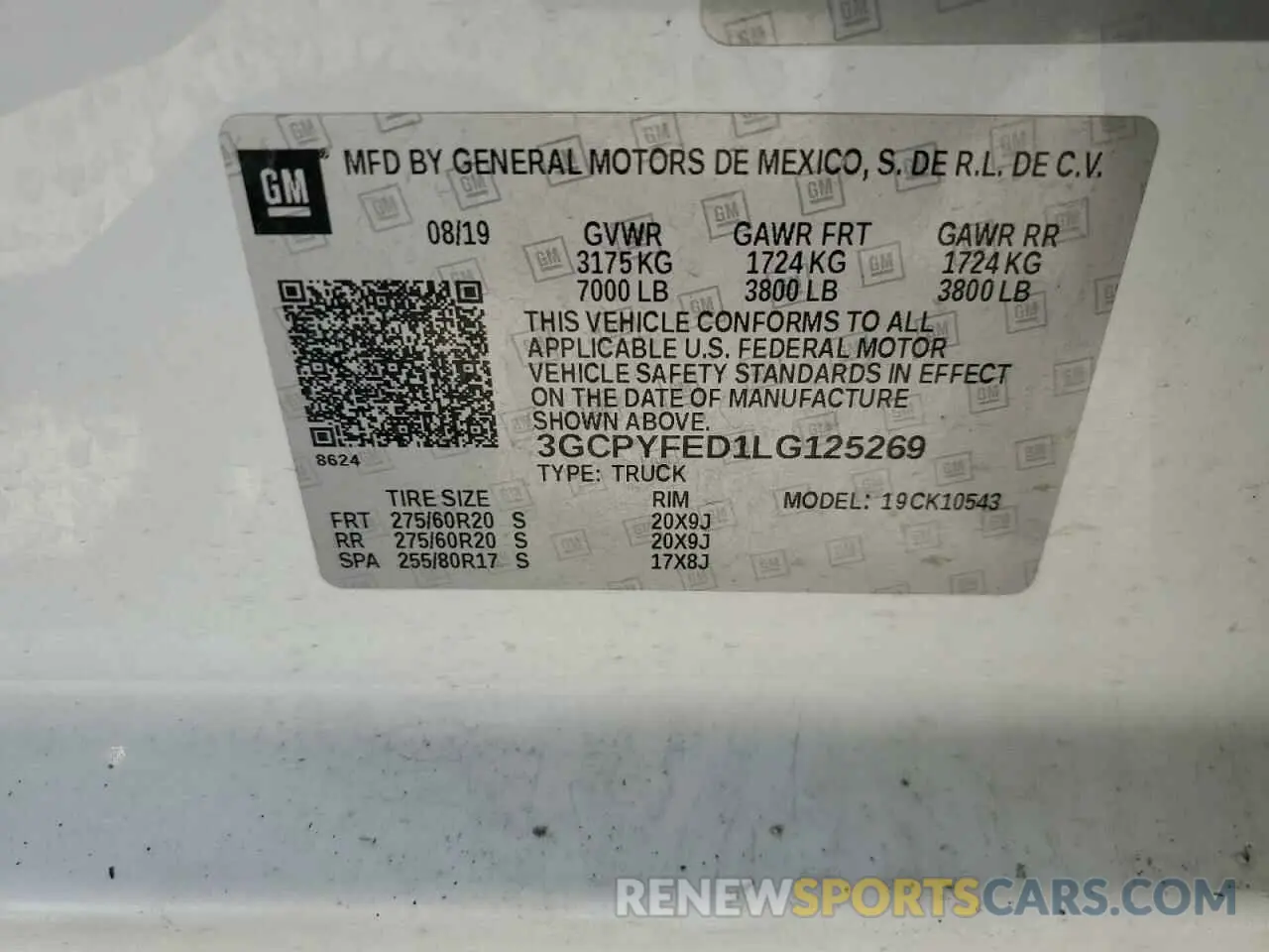 13 Photograph of a damaged car 3GCPYFED1LG125269 CHEVROLET ALL Models 2020