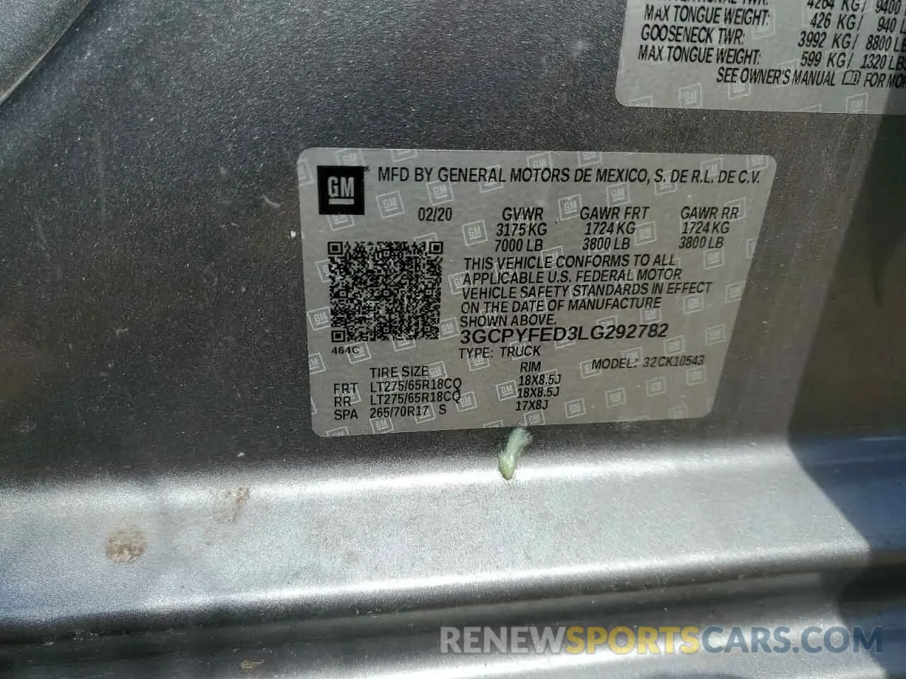 12 Photograph of a damaged car 3GCPYFED3LG292782 CHEVROLET ALL Models 2020