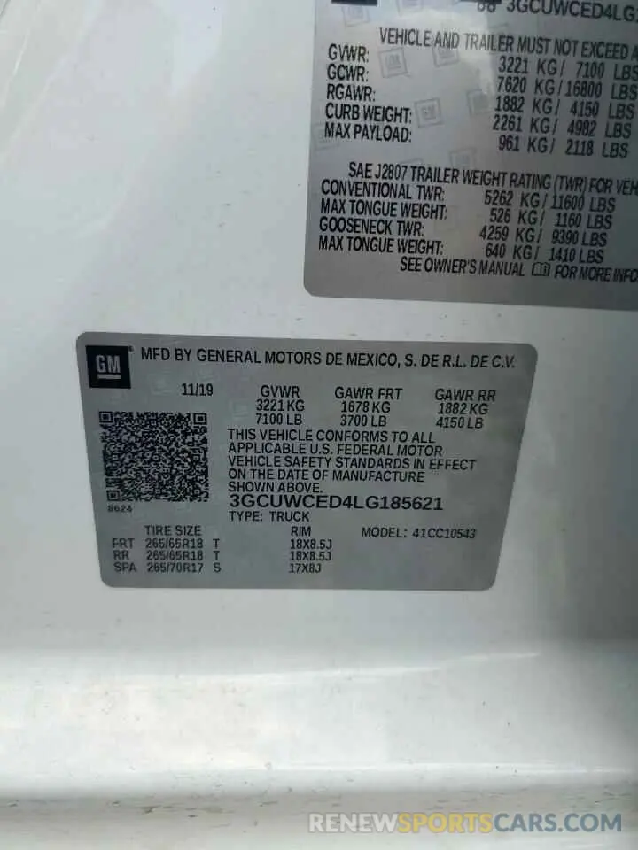 13 Photograph of a damaged car 3GCUWCED4LG185621 CHEVROLET ALL Models 2020