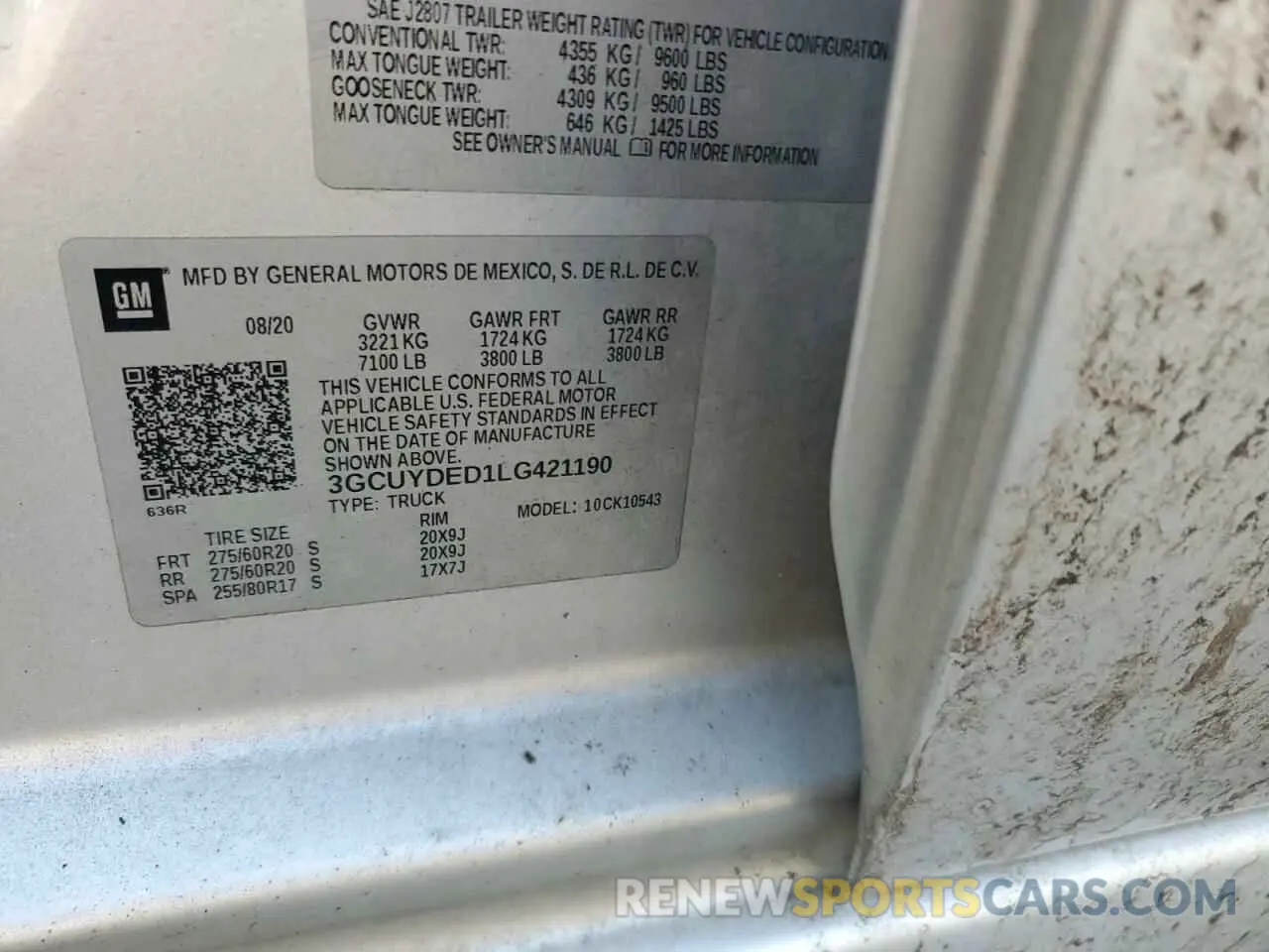 14 Photograph of a damaged car 3GCUYDED1LG421190 CHEVROLET ALL Models 2020