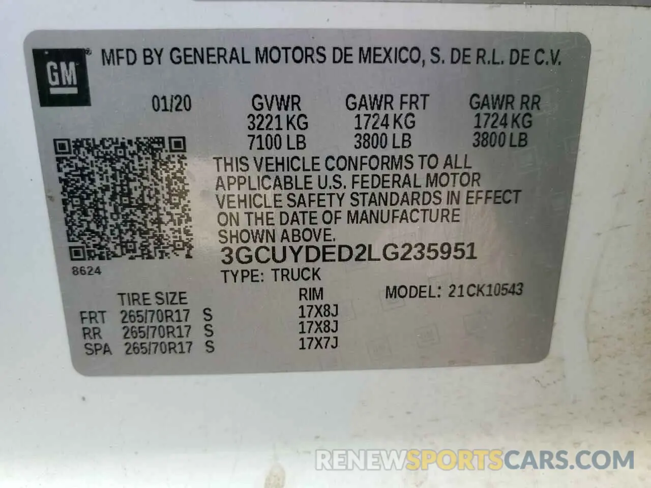 12 Photograph of a damaged car 3GCUYDED2LG235951 CHEVROLET ALL Models 2020