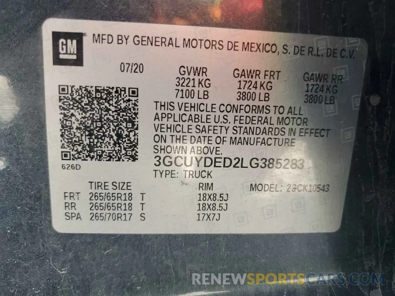 12 Photograph of a damaged car 3GCUYDED2LG385283 CHEVROLET ALL Models 2020