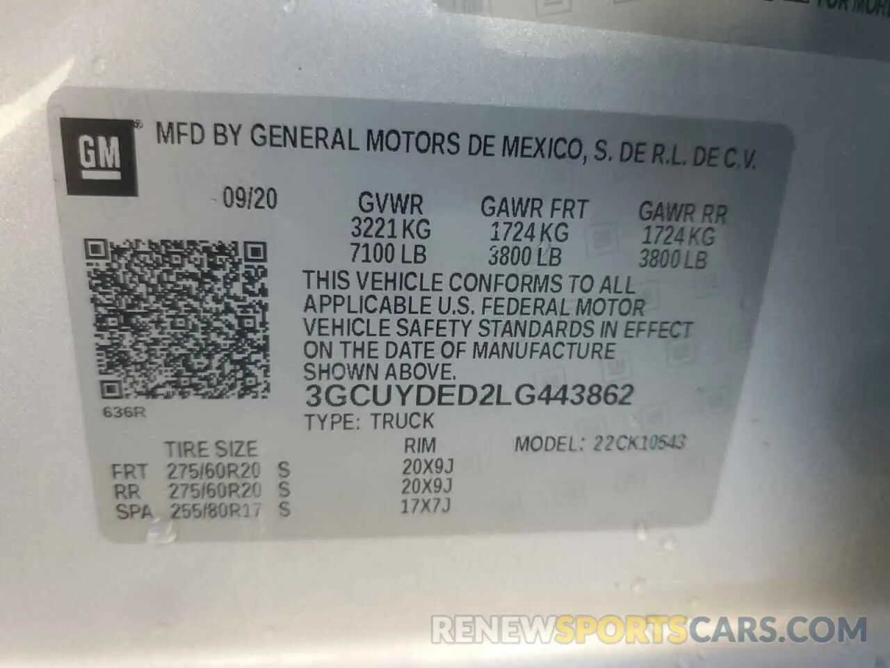 12 Photograph of a damaged car 3GCUYDED2LG443862 CHEVROLET ALL Models 2020