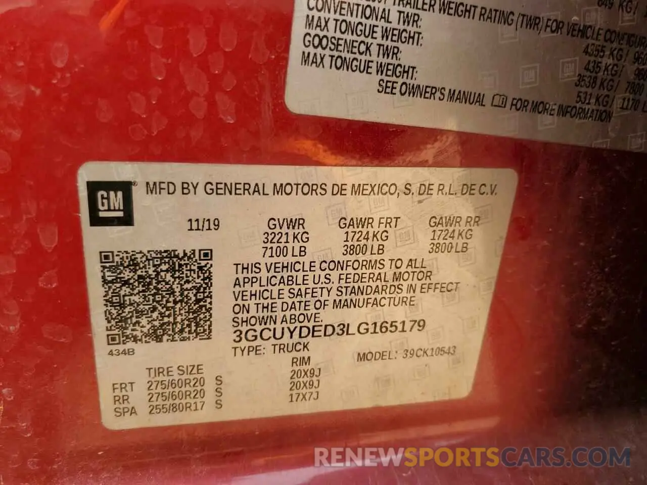 13 Photograph of a damaged car 3GCUYDED3LG165179 CHEVROLET ALL Models 2020