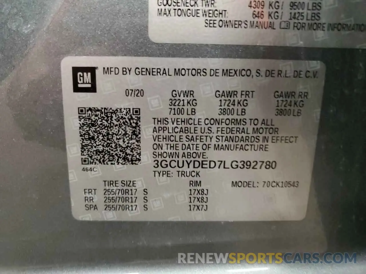 14 Photograph of a damaged car 3GCUYDED7LG392780 CHEVROLET ALL Models 2020
