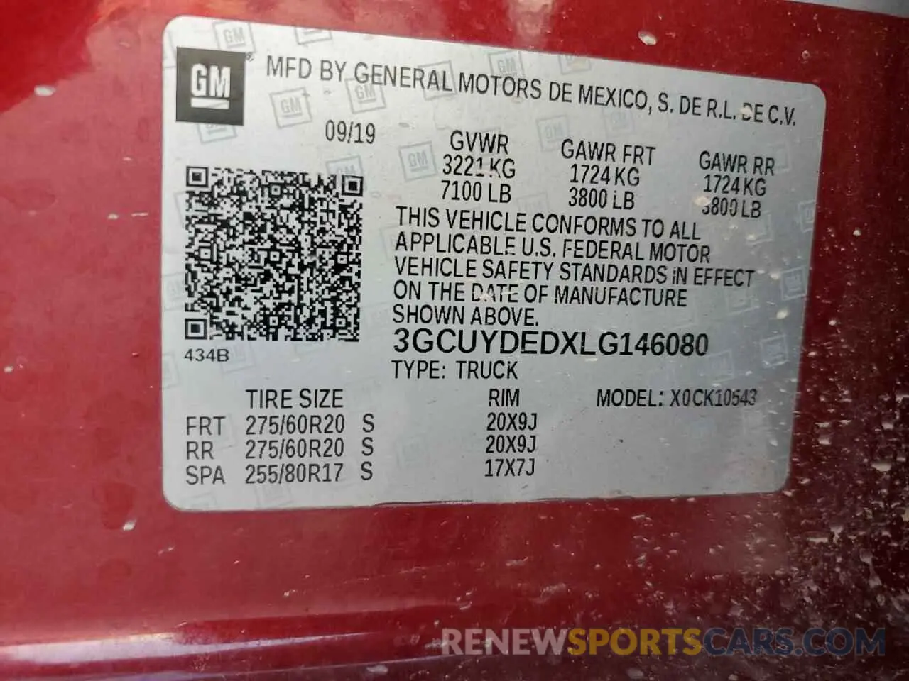 14 Photograph of a damaged car 3GCUYDEDXLG146080 CHEVROLET ALL Models 2020