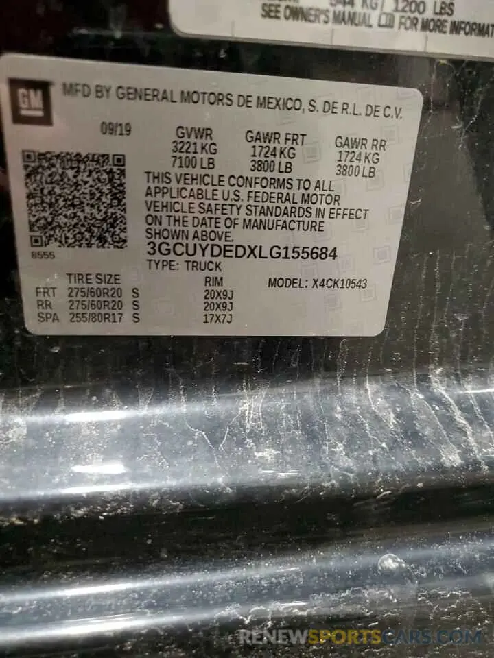 15 Photograph of a damaged car 3GCUYDEDXLG155684 CHEVROLET ALL Models 2020