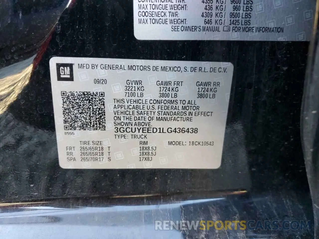 12 Photograph of a damaged car 3GCUYEED1LG436438 CHEVROLET ALL Models 2020