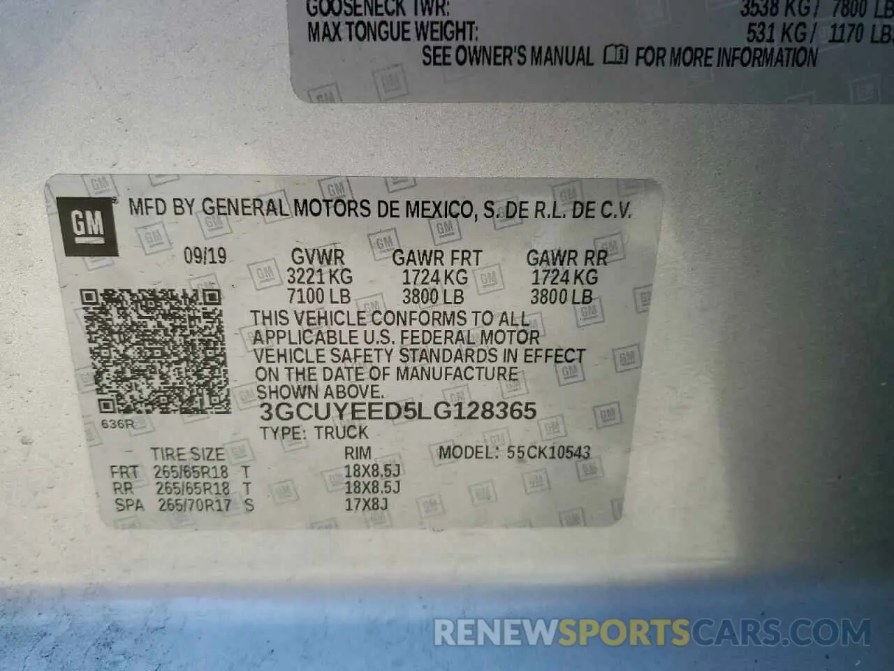 12 Photograph of a damaged car 3GCUYEED5LG128365 CHEVROLET ALL Models 2020
