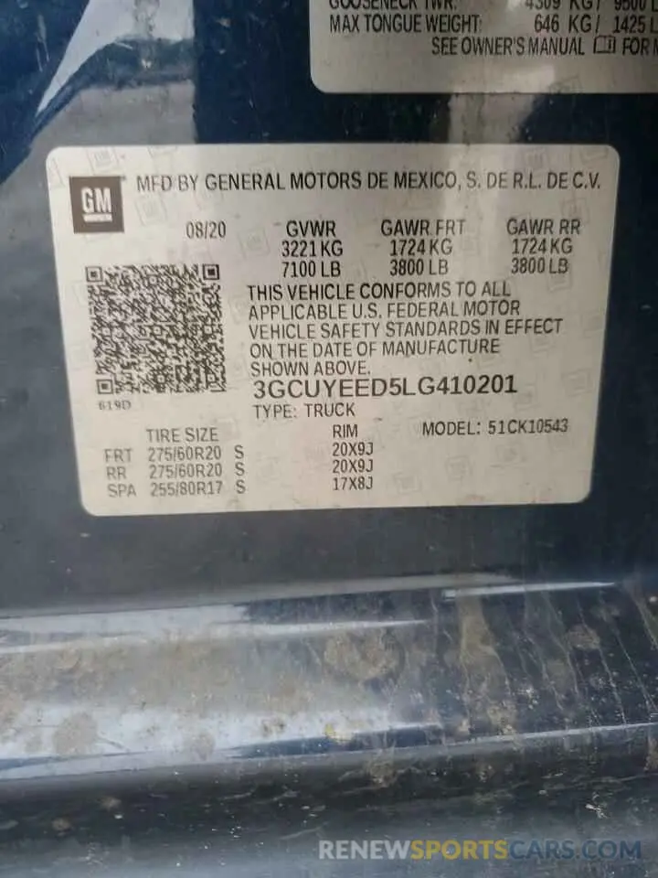 13 Photograph of a damaged car 3GCUYEED5LG410201 CHEVROLET ALL Models 2020