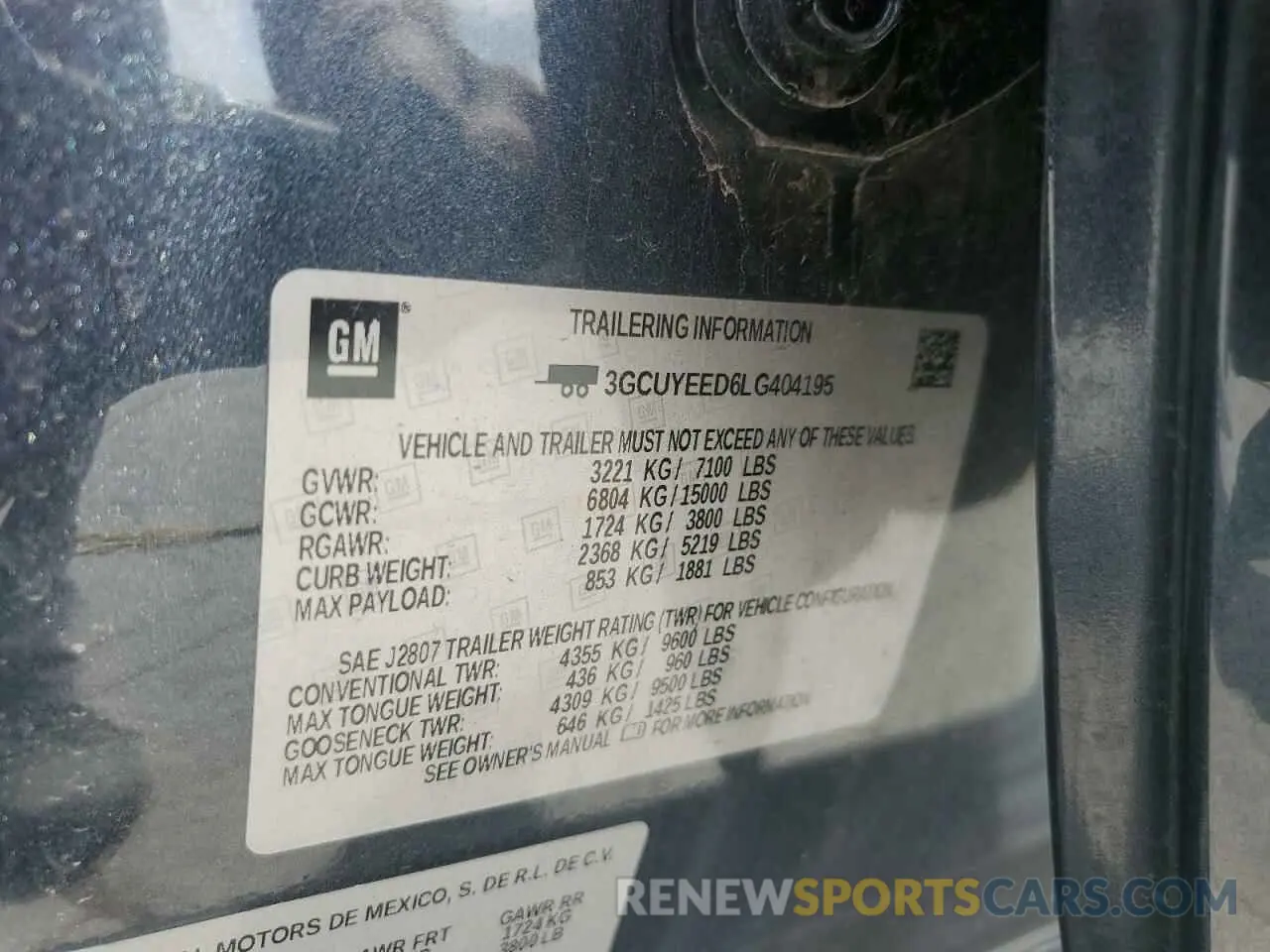12 Photograph of a damaged car 3GCUYEED6LG404195 CHEVROLET ALL Models 2020