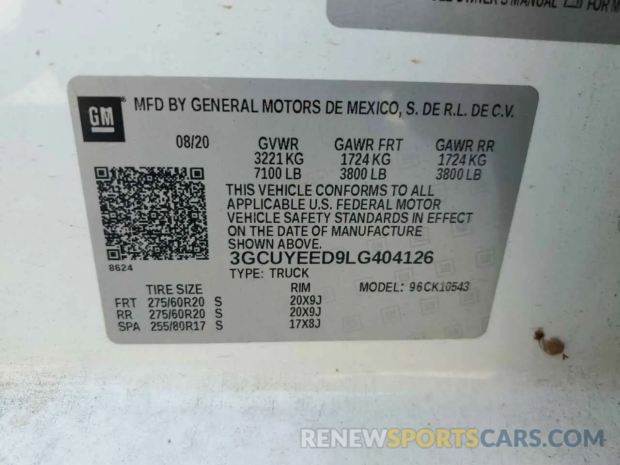 13 Photograph of a damaged car 3GCUYEED9LG404126 CHEVROLET ALL Models 2020