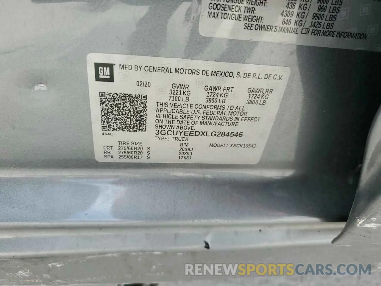 15 Photograph of a damaged car 3GCUYEEDXLG284546 CHEVROLET ALL Models 2020