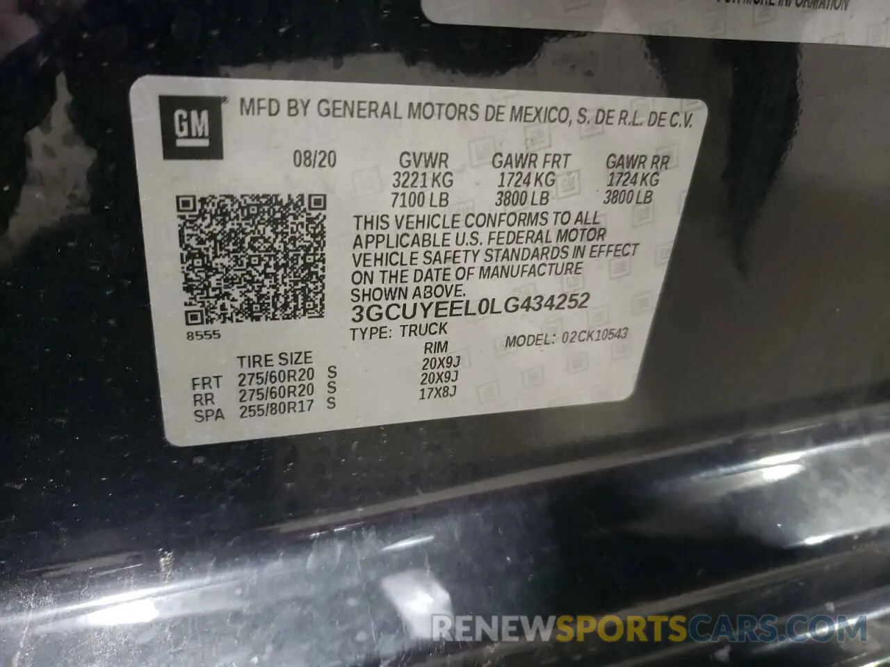 12 Photograph of a damaged car 3GCUYEEL0LG434252 CHEVROLET ALL Models 2020