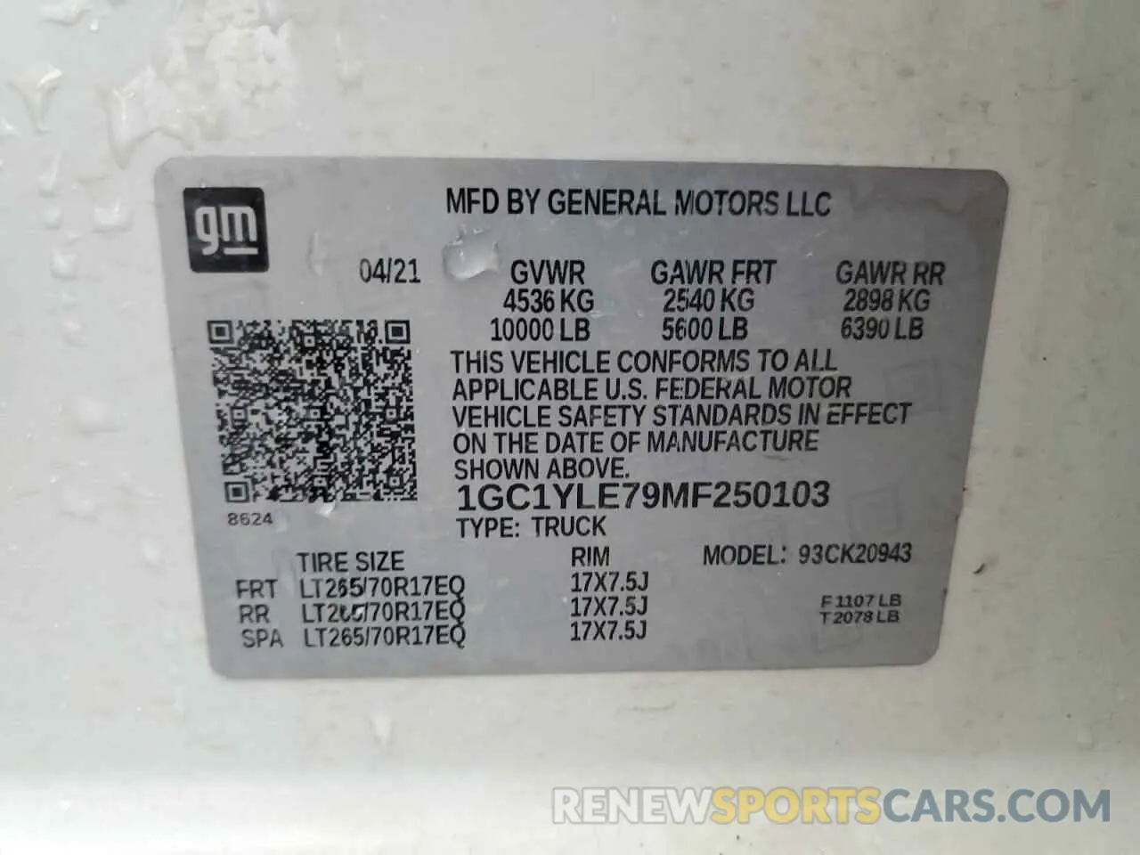 12 Photograph of a damaged car 1GC1YLE79MF250103 CHEVROLET ALL Models 2021