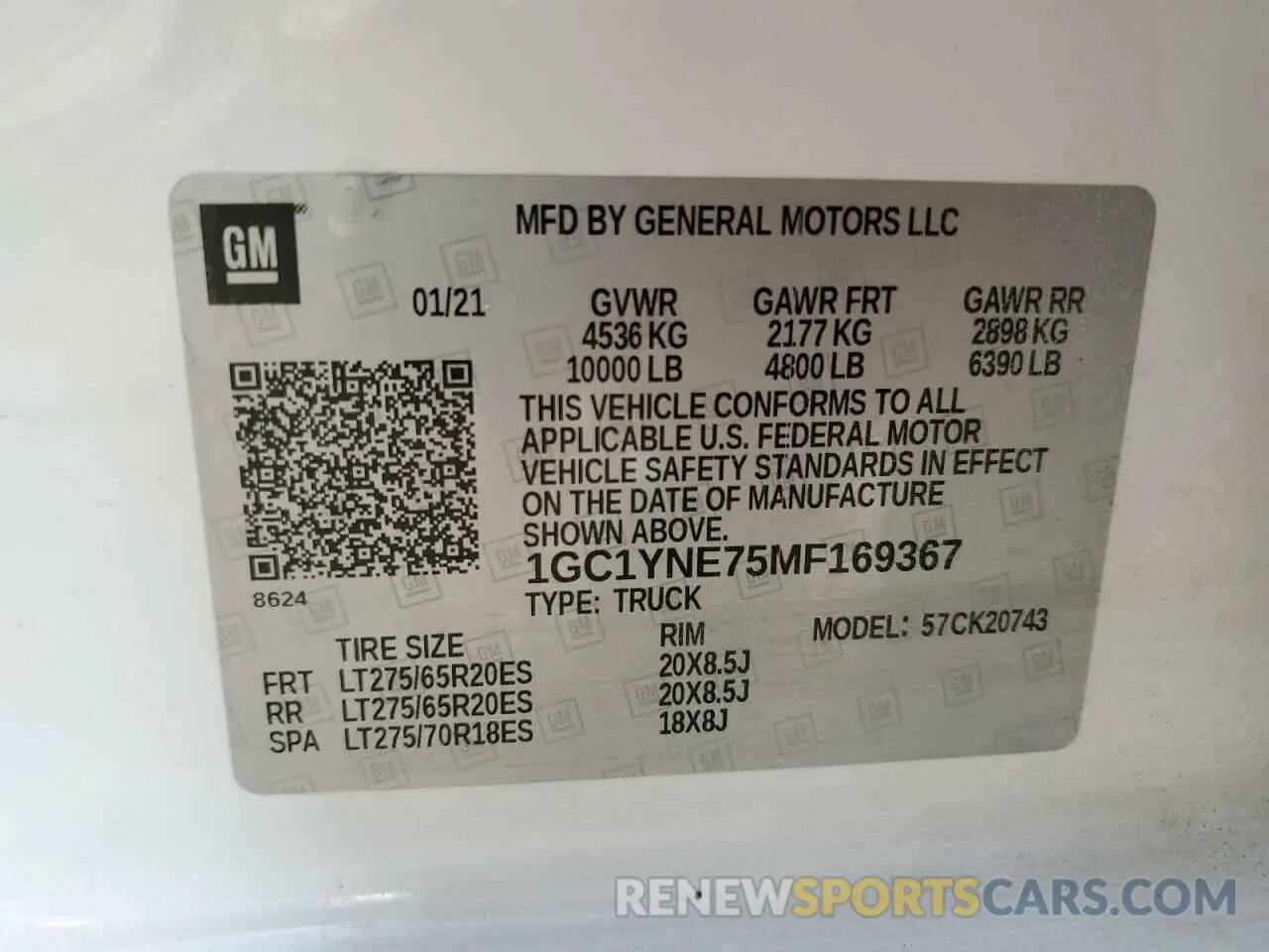 12 Photograph of a damaged car 1GC1YNE75MF169367 CHEVROLET ALL Models 2021