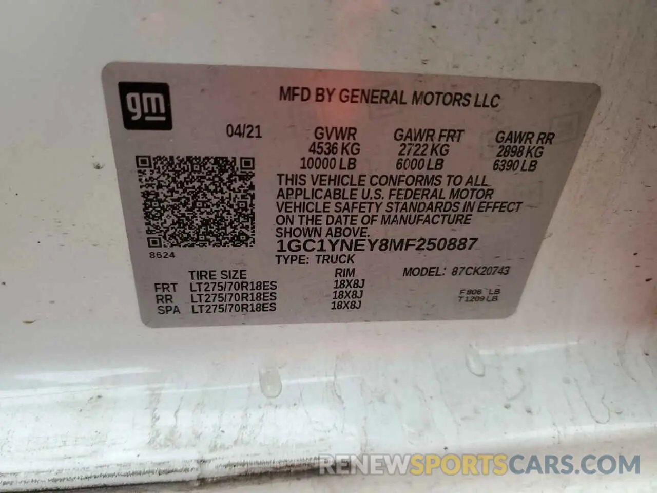 12 Photograph of a damaged car 1GC1YNEY8MF250887 CHEVROLET ALL Models 2021