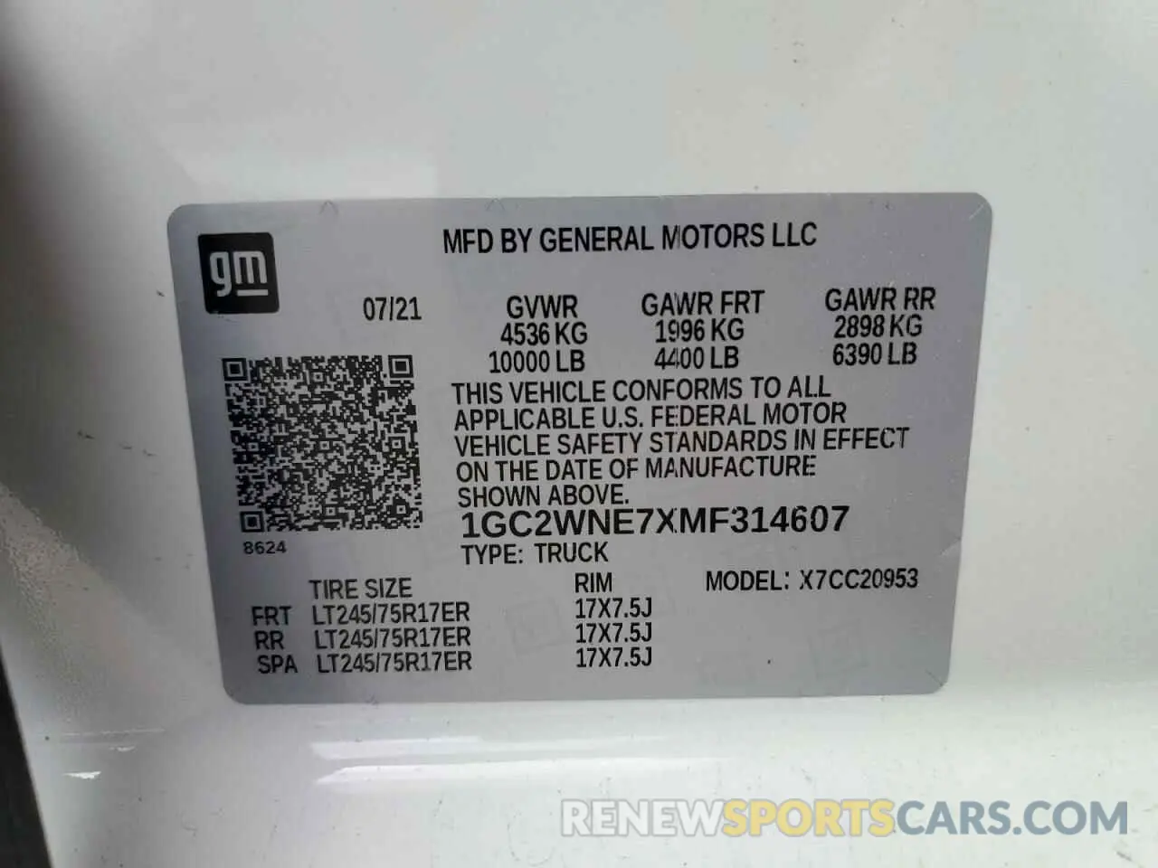 13 Photograph of a damaged car 1GC2WNE7XMF314607 CHEVROLET ALL Models 2021