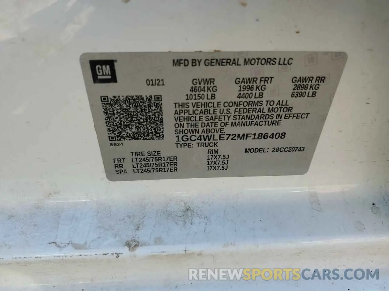 13 Photograph of a damaged car 1GC4WLE72MF186408 CHEVROLET ALL Models 2021