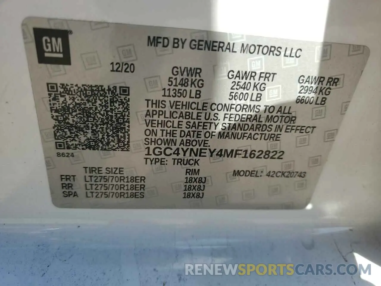 12 Photograph of a damaged car 1GC4YNEY4MF162822 CHEVROLET ALL Models 2021