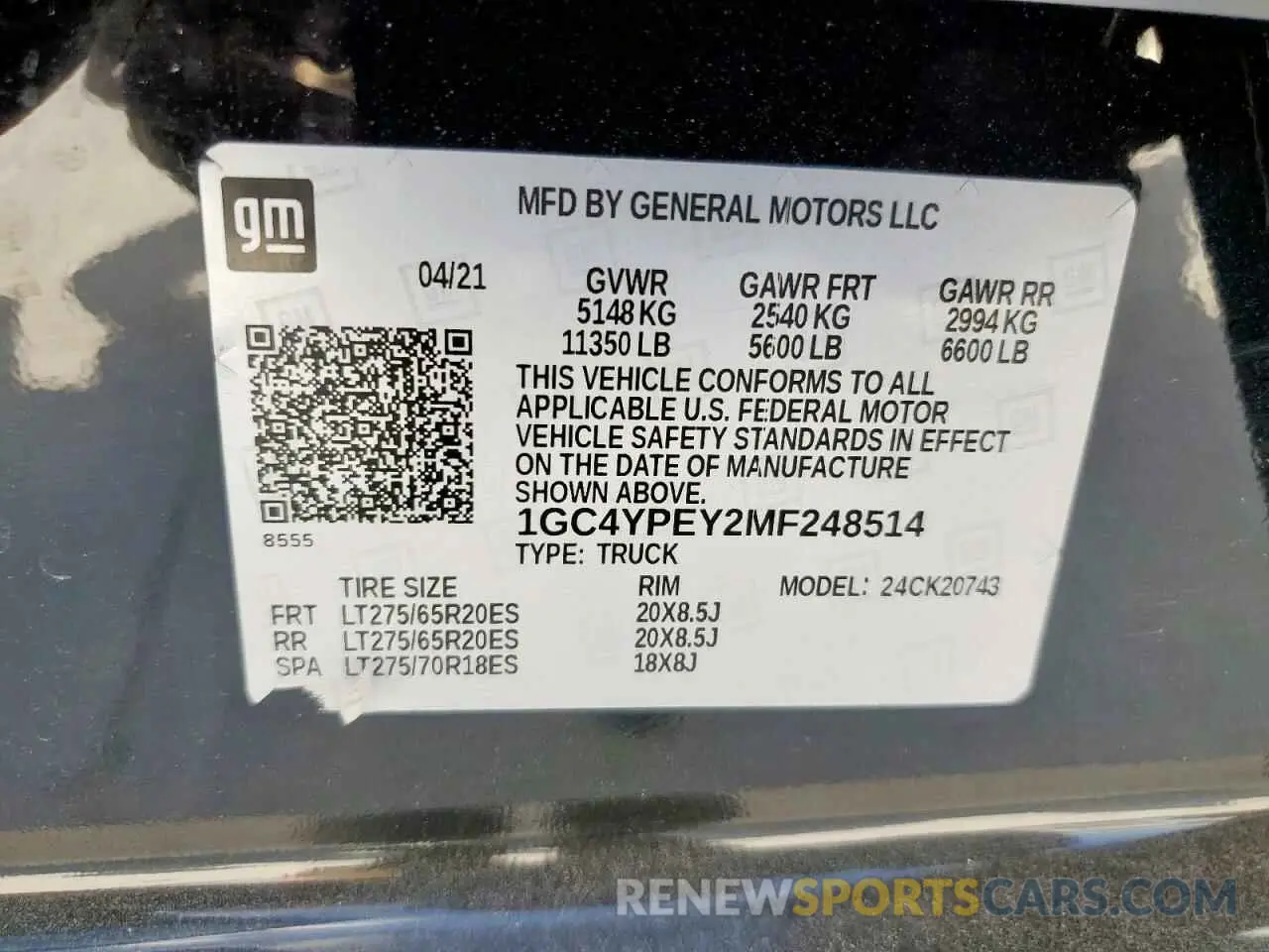 14 Photograph of a damaged car 1GC4YPEY2MF248514 CHEVROLET ALL Models 2021