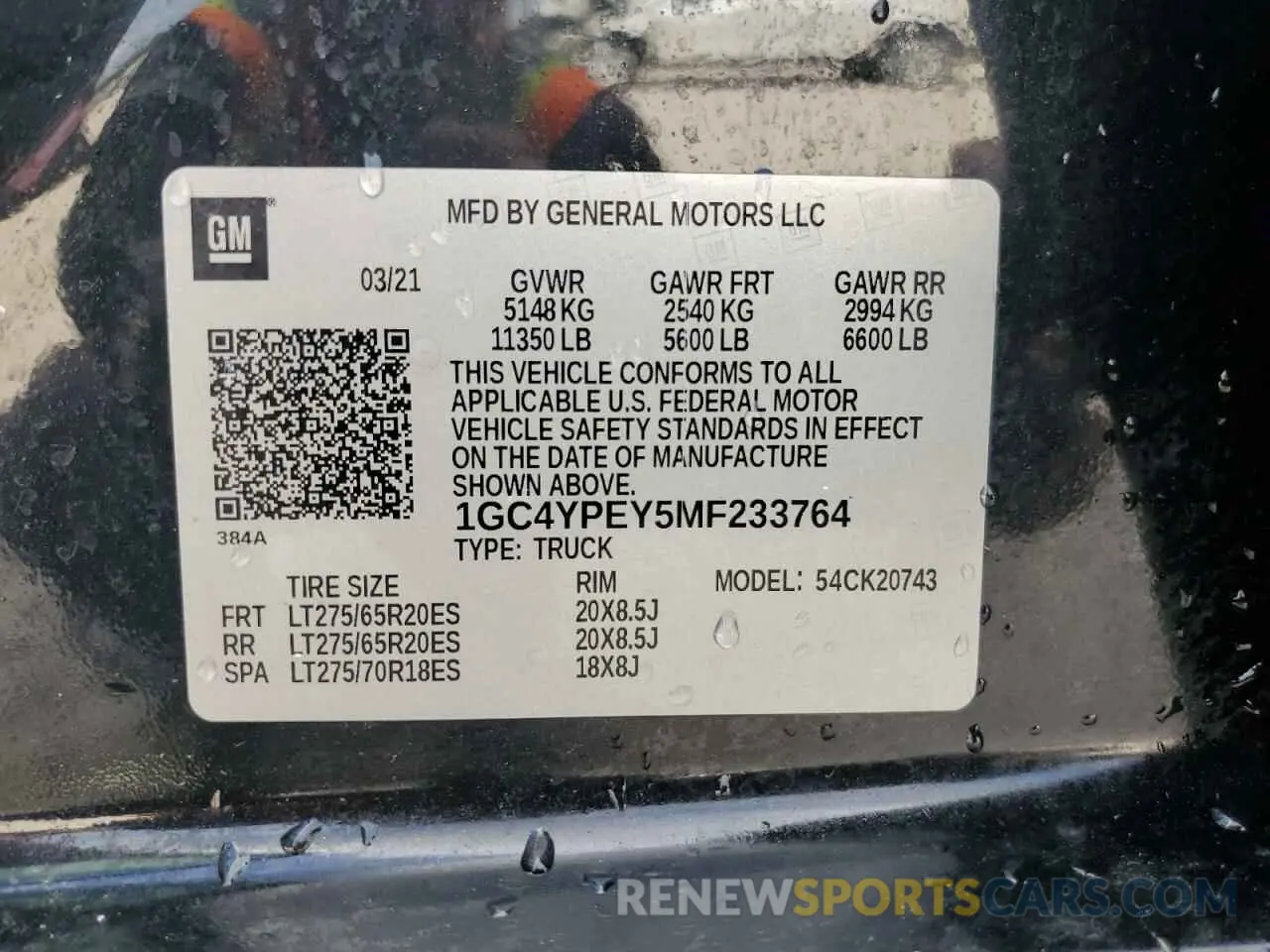 12 Photograph of a damaged car 1GC4YPEY5MF233764 CHEVROLET ALL Models 2021