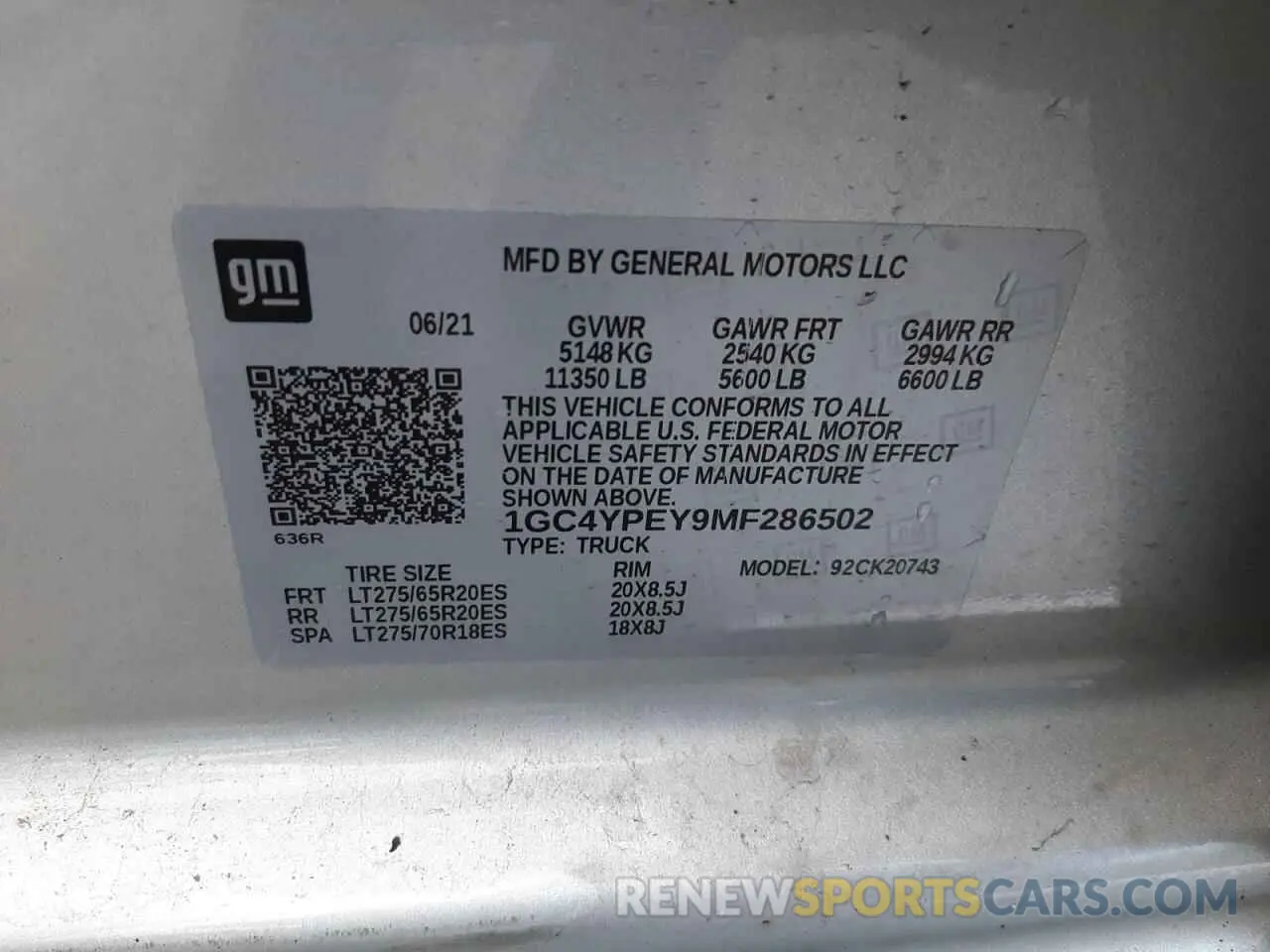 13 Photograph of a damaged car 1GC4YPEY9MF286502 CHEVROLET ALL Models 2021
