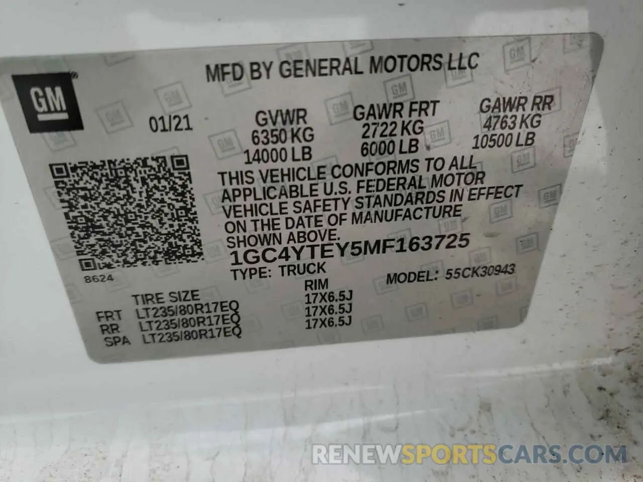 12 Photograph of a damaged car 1GC4YTEY5MF163725 CHEVROLET ALL Models 2021