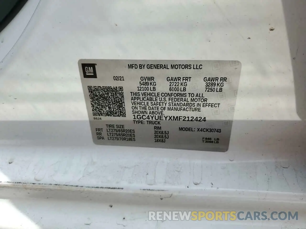 12 Photograph of a damaged car 1GC4YUEYXMF212424 CHEVROLET ALL Models 2021