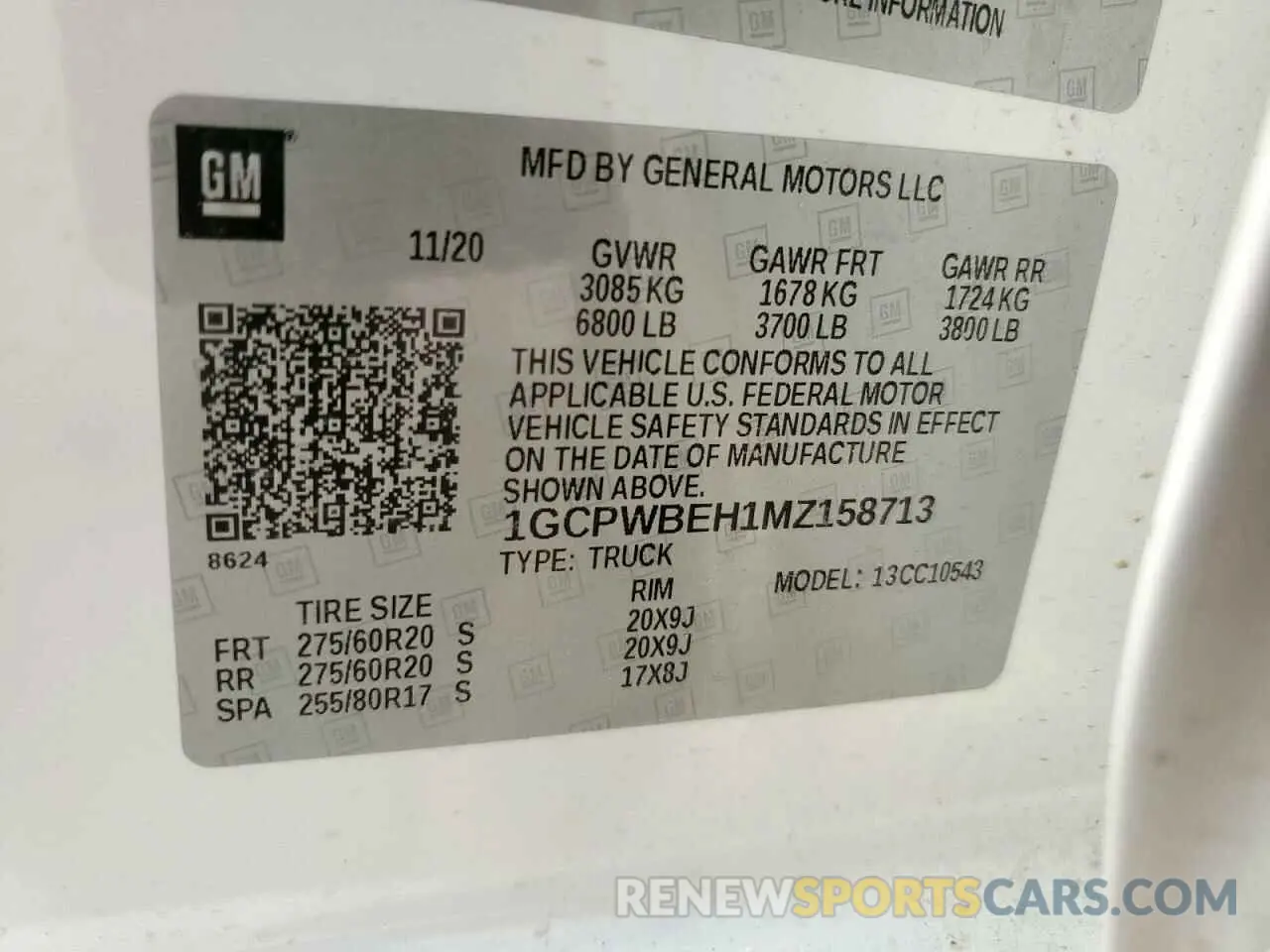 12 Photograph of a damaged car 1GCPWBEH1MZ158713 CHEVROLET ALL Models 2021