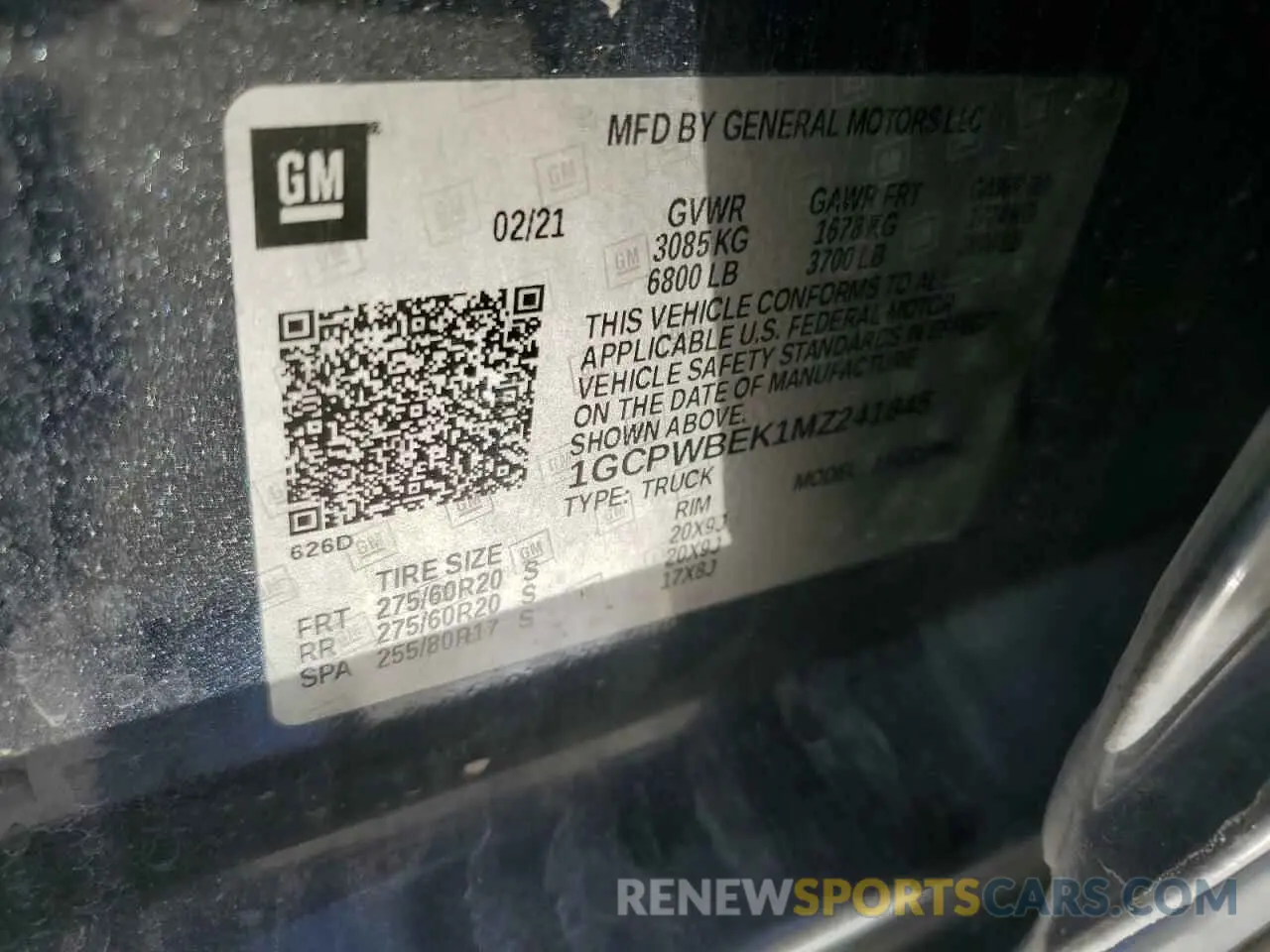 14 Photograph of a damaged car 1GCPWBEK1MZ241845 CHEVROLET ALL Models 2021
