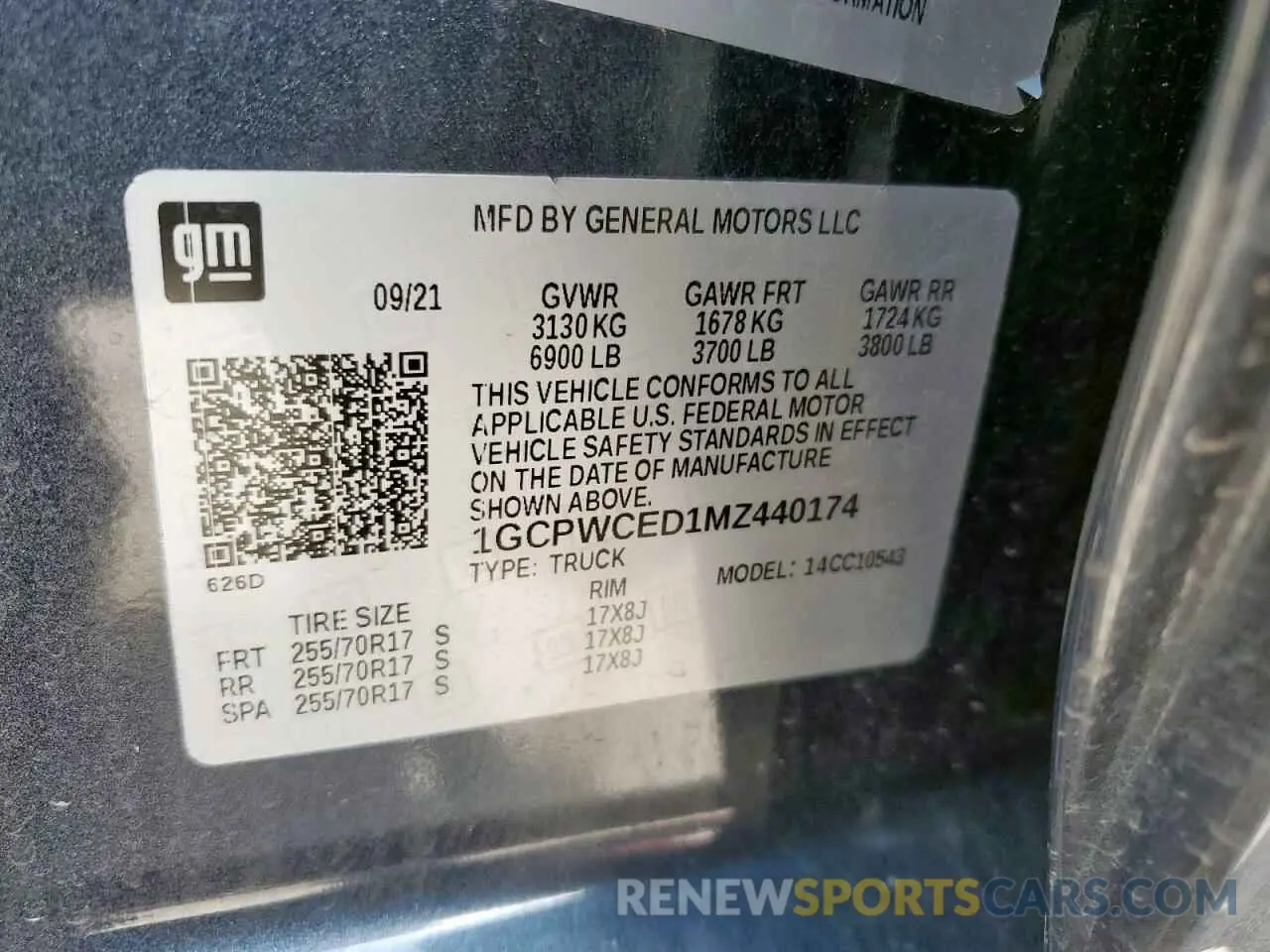12 Photograph of a damaged car 1GCPWCED1MZ440174 CHEVROLET ALL Models 2021