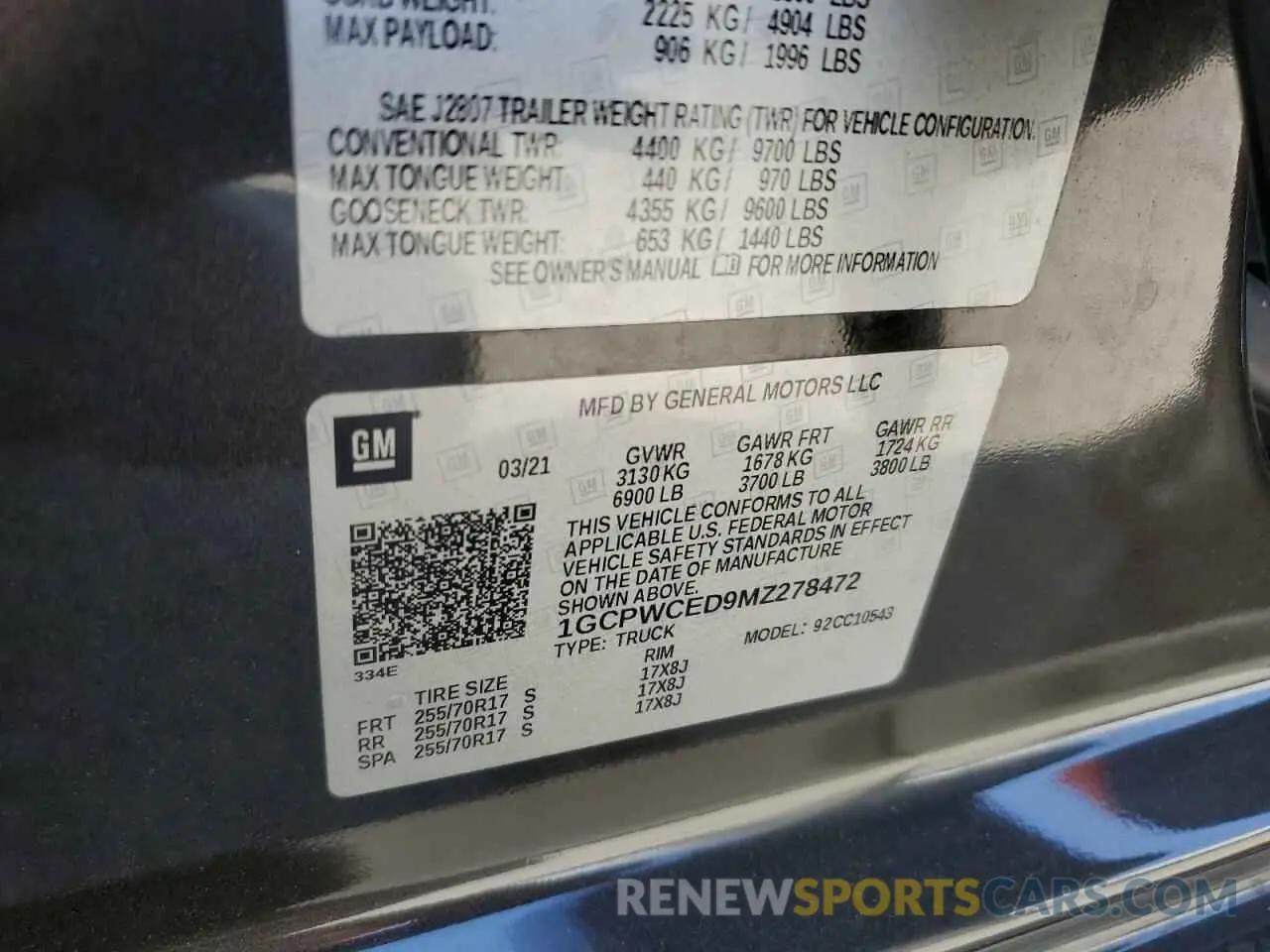 13 Photograph of a damaged car 1GCPWCED9MZ278472 CHEVROLET ALL Models 2021