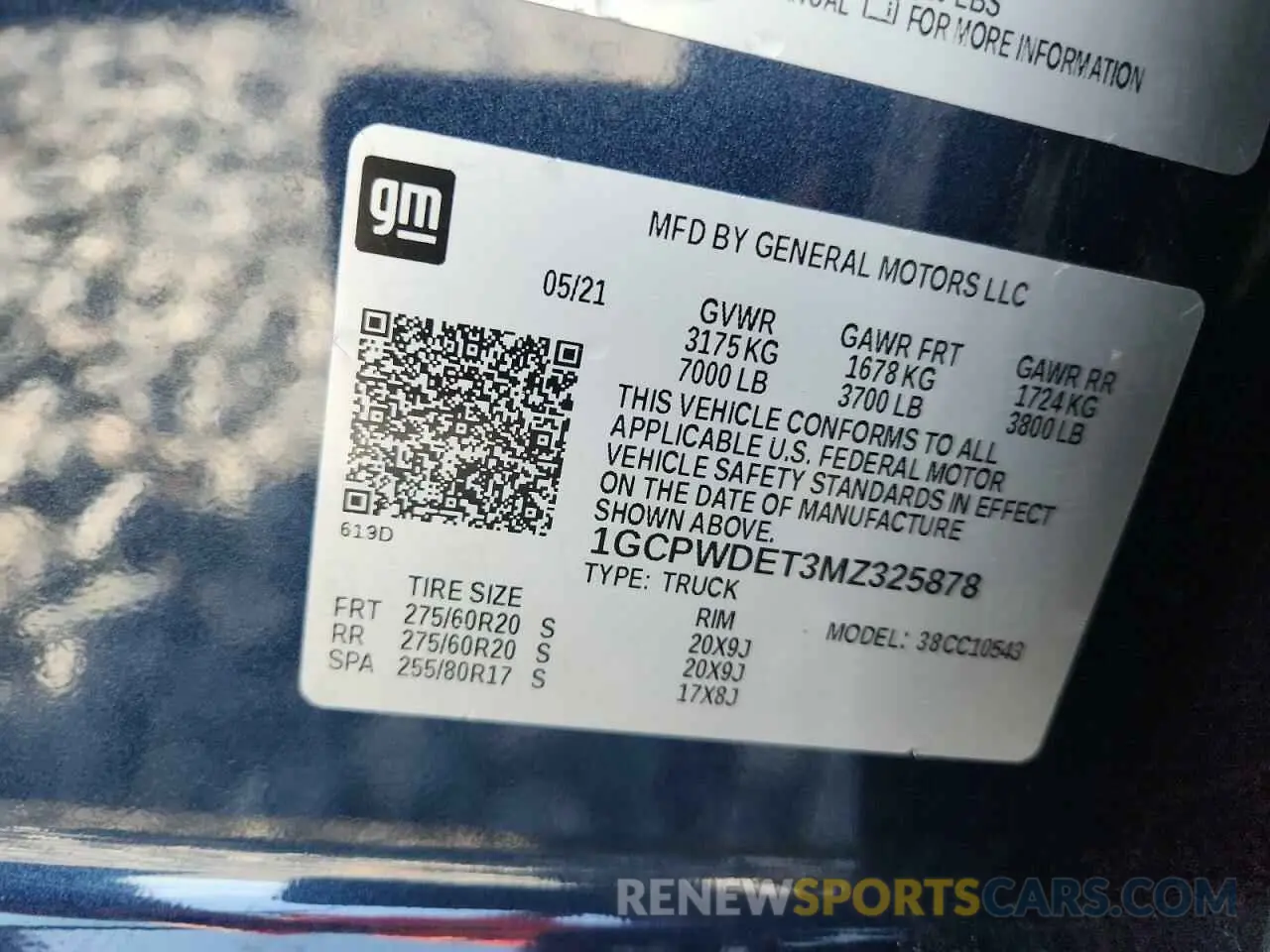 12 Photograph of a damaged car 1GCPWDET3MZ325878 CHEVROLET ALL Models 2021