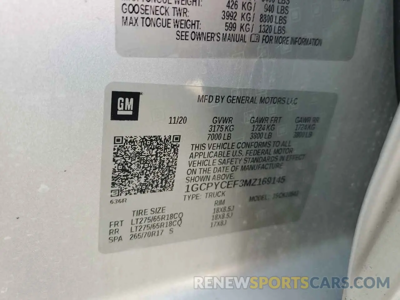 12 Photograph of a damaged car 1GCPYCEF3MZ169145 CHEVROLET ALL Models 2021