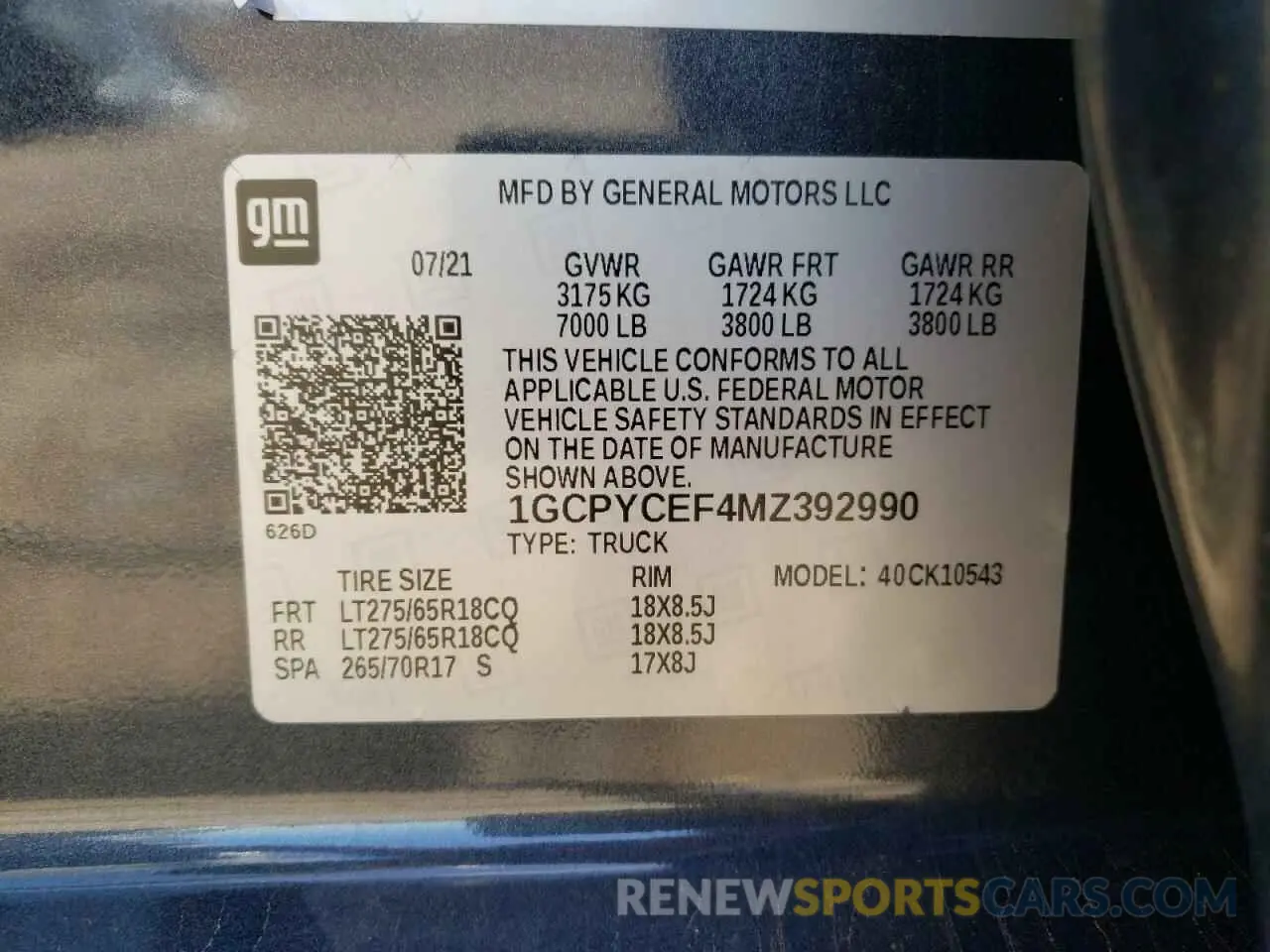 13 Photograph of a damaged car 1GCPYCEF4MZ392990 CHEVROLET ALL Models 2021